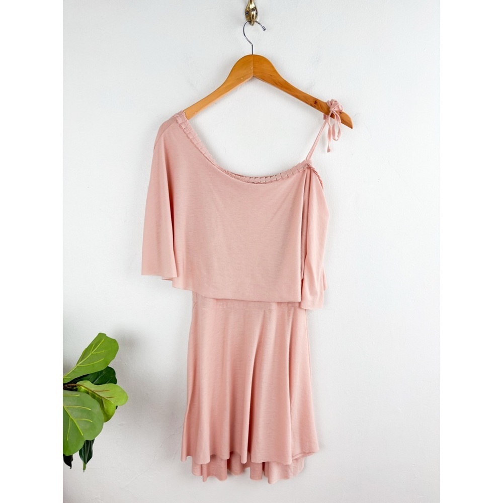 Free People Beach Pink One Shoulder Swim Cover Mini Dress Sz S